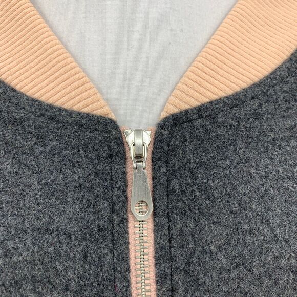 Rebecca Minkoff Jacket Womens L Large Grey Pink Herringbone Wool Blend Contrast - Picture 4 of 14